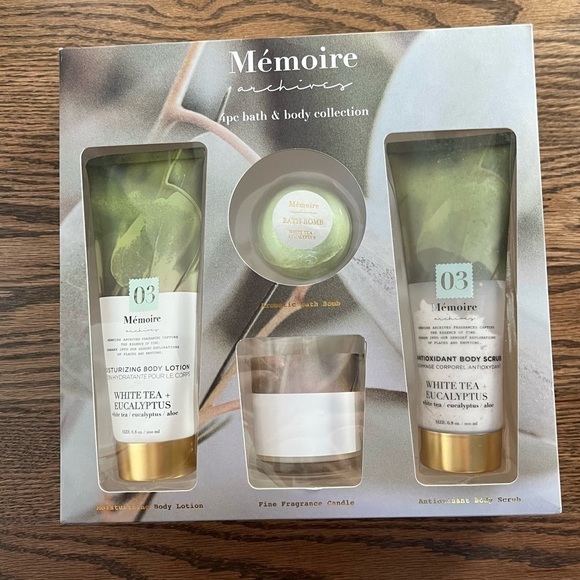 NWT Memoire 4 piece bath and body collection white tea and eucalyptus set - Picture 1 of 8